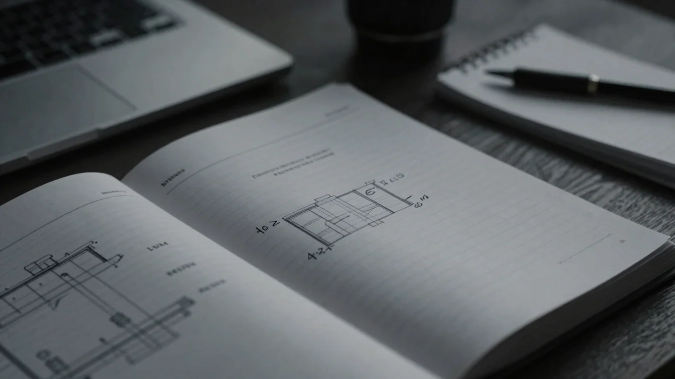 Detailed macro shot of business ledger documents and architectura
